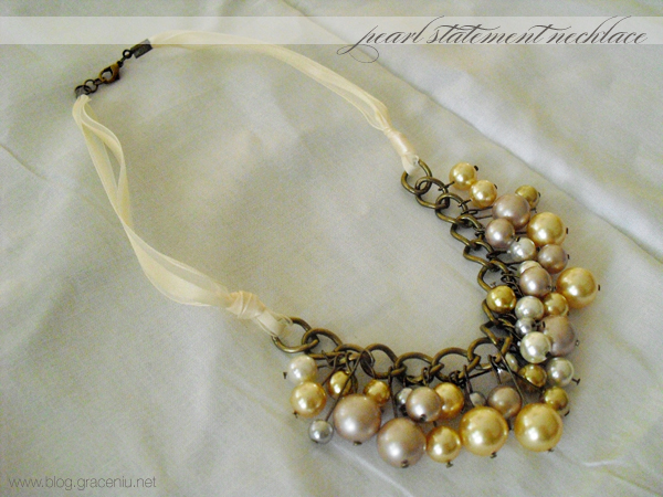 DIY Pearl statement necklace